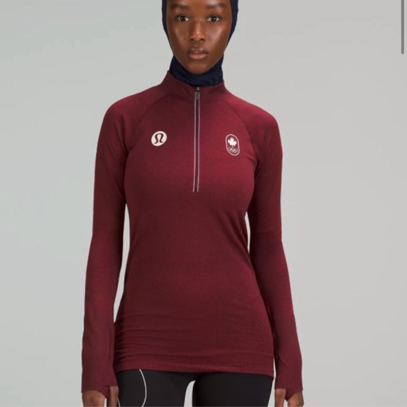 Team Canada Swiftly Tech Half-zip 2.0 Coc Logo In Deep Red Size 4 - Picture 5 of 11